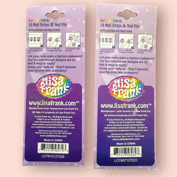 Lisa Frank Nail Strips Set Nail File Y2K Rainbow Cheetah Butterfly Stickers Lot - Picture 5 of 5